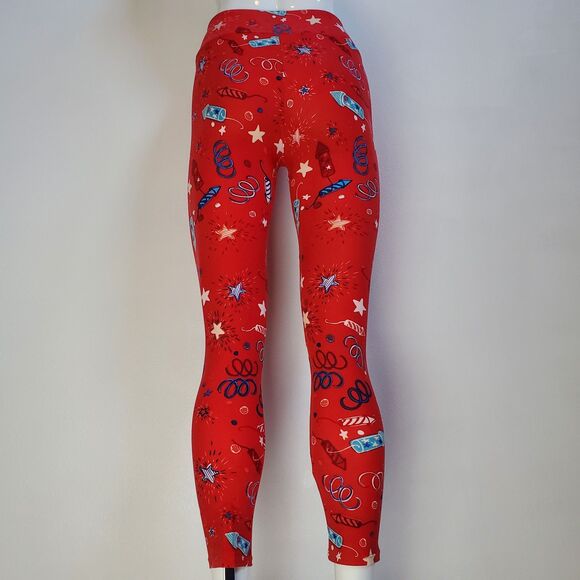 NEW LuLaRoe Red Firework Leggings - Picture 3 of 9